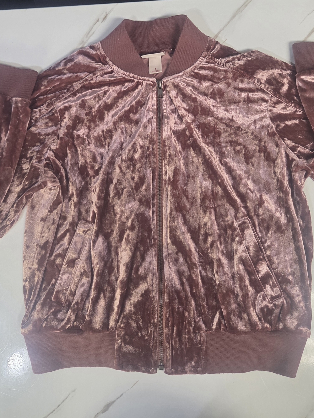 Mossimo Supply Co Women’s Velvet Bomber Jacket Mauve Size S